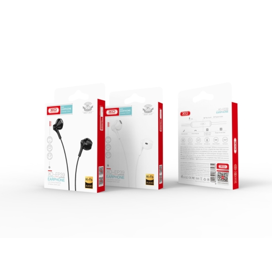 XO słuchawki przewodowe EP39 jack 3,5mm douszne czarne