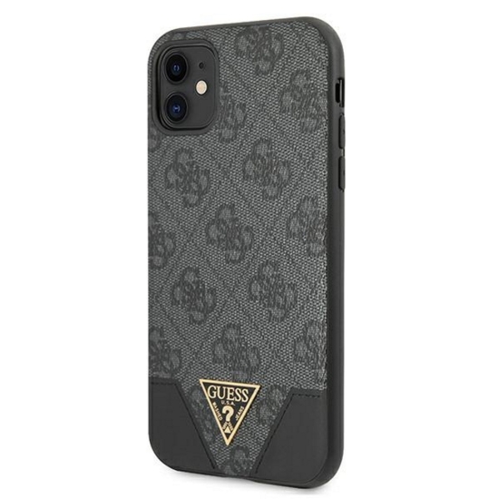 Guess nakładka do iPhone 11 GUHCN61PU4GHBK szara hard case 4G Triangle Collection