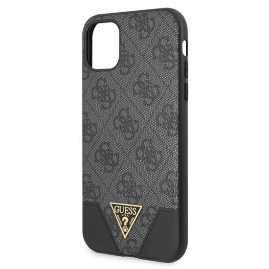 Guess nakładka do iPhone 11 GUHCN61PU4GHBK szara hard case 4G Triangle Collection