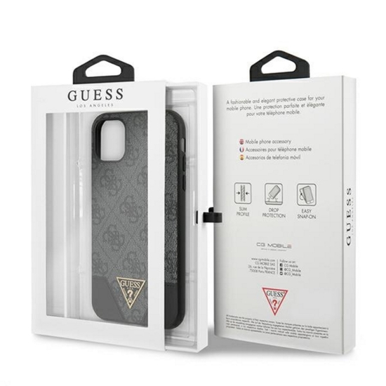 Guess nakładka do iPhone 11 GUHCN61PU4GHBK szara hard case 4G Triangle Collection