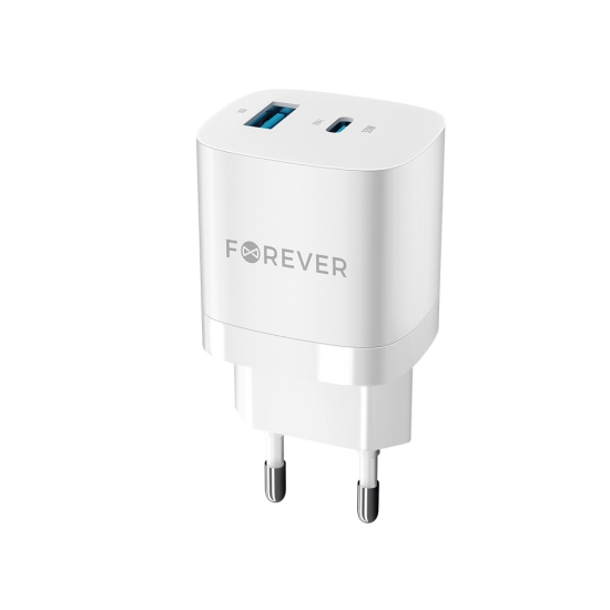 Forever ładowarka sieciowa GaN PD QC TC-05-33AC 1x USB-C + 1x USB 33W biała