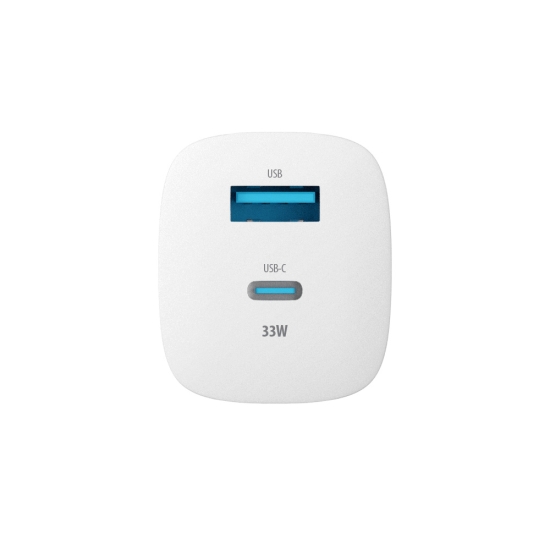 Forever ładowarka sieciowa GaN PD QC TC-05-33AC 1x USB-C + 1x USB 33W biała