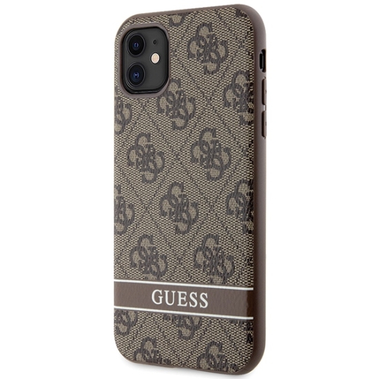 Guess nakładka do iPhone 11 GUHCN61P4SNW brązowa HC 4G Stripe
