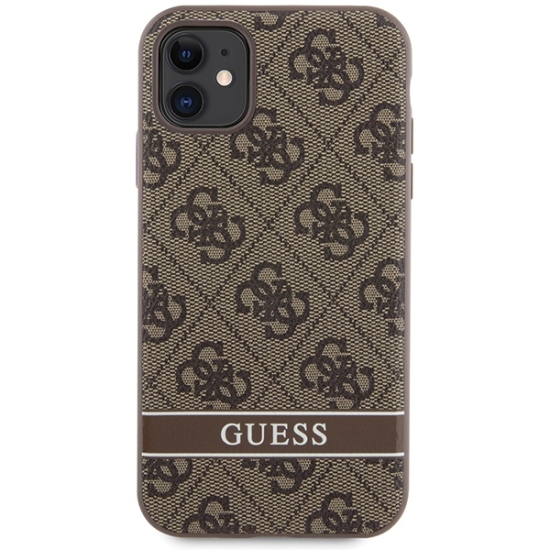 Guess nakładka do iPhone 11 GUHCN61P4SNW brązowa HC 4G Stripe