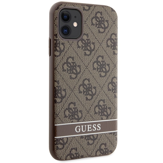 Guess nakładka do iPhone 11 GUHCN61P4SNW brązowa HC 4G Stripe