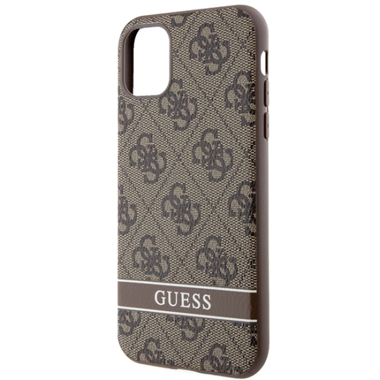 Guess nakładka do iPhone 11 GUHCN61P4SNW brązowa HC 4G Stripe
