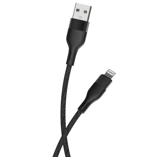 Maxlife kabel MXUC-07 USB - Lightning 1,0 m 2,4A czarny nylonowy