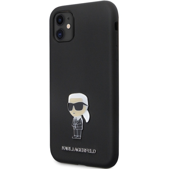 Karl Lagerfeld nakładka do iPhone 11 KLHCN61SMHKNPK czarna HC Silicone Ikonik Metal Pin