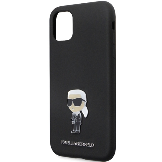 Karl Lagerfeld nakładka do iPhone 11 KLHCN61SMHKNPK czarna HC Silicone Ikonik Metal Pin