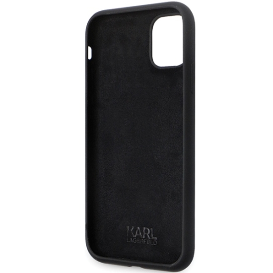Karl Lagerfeld nakładka do iPhone 11 KLHCN61SMHKNPK czarna HC Silicone Ikonik Metal Pin