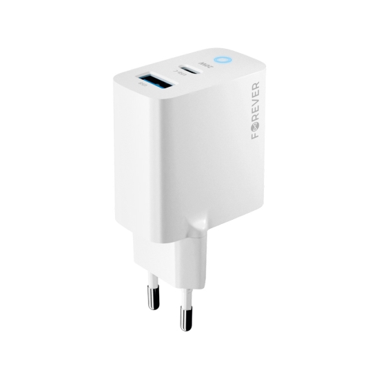 Forever ładowarka sieciowa PD QC TC-06-20AC 1x USB-C 1x USB 20W biała