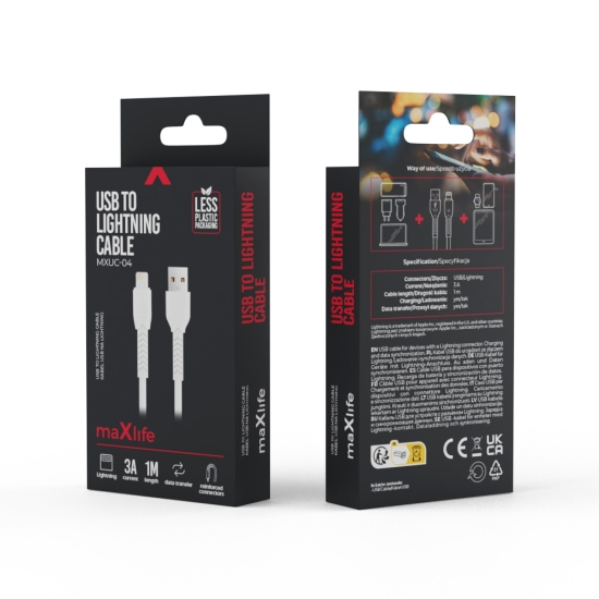 Maxlife kabel MXUC-04 USB - Lightning 1,0 m 3A biały