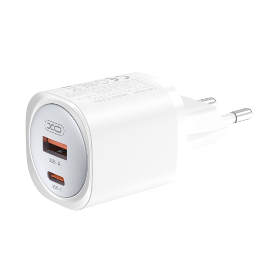 XO ładowarka sieciowa CE21 PD 30W 1x USB-C 1x USB biała + kabel USB-C - USB-C