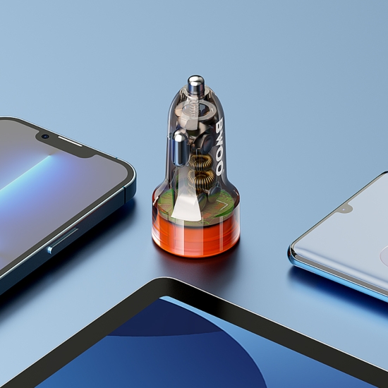 BWOO ładowarka samochodowa PD 1x USB-C 1x USB 38W transparentna