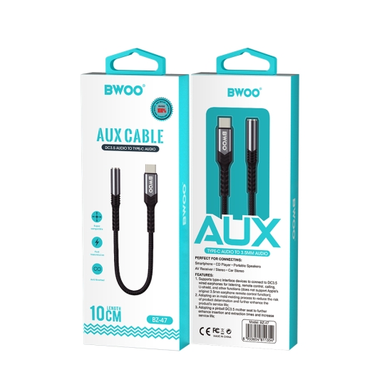 BWOO adapter AUX 3.5mm - USB-C czarny BZ47