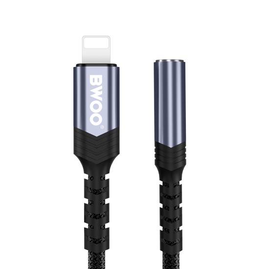 BWOO adapter AUX 3.5mm - Lightning czarny BZ48