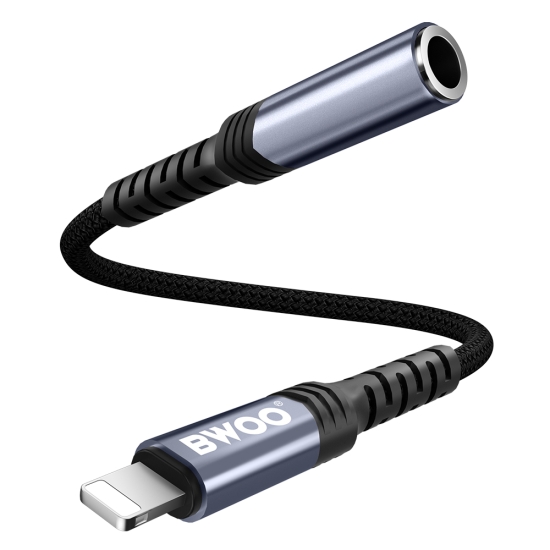BWOO adapter AUX 3.5mm - Lightning czarny BZ48