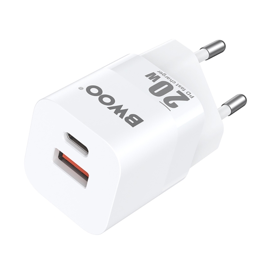 BWOO ładowarka sieciowa PD CDA156 1x USB-C 1x USB 20W biała
