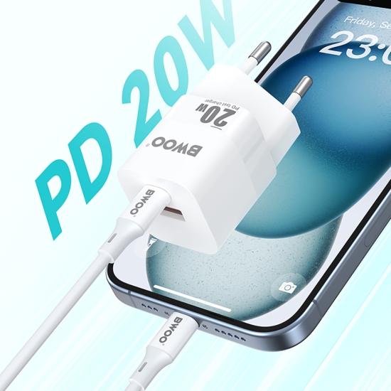 BWOO ładowarka sieciowa PD CDA156 1x USB-C 1x USB 20W biała