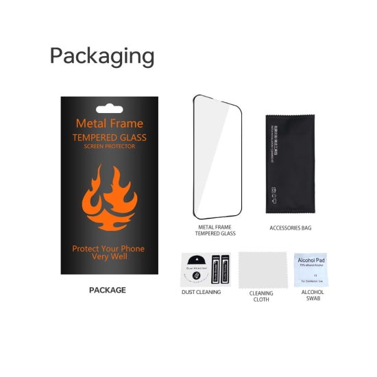 Szkło hartowane z metalową ramką do iPhone 14 Pro Max 6,7