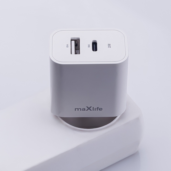 Maxlife ładowarka sieciowa PD QC MXTC-06-25AC 1x USB-C 1x USB 25W biała
