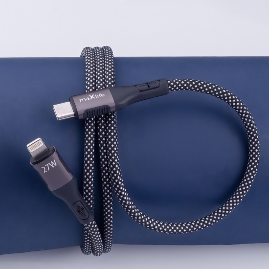 Maxlife kabel magnetyczny MXUC-11 USB-C - Lightning 1,0 m 27W czarny nylonowy
