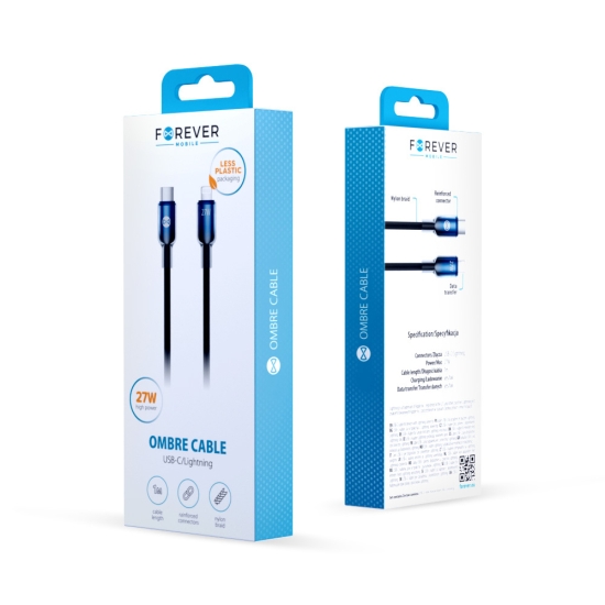 Forever kabel Ombre USB-C - Lightning 1,0 m 27W czarny