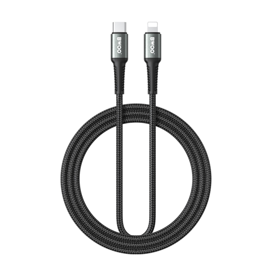 BWOO kabel Pleciony USB-C - Lightning 2m 30W czarny