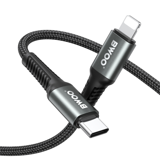 BWOO kabel Pleciony USB-C - Lightning 2m 30W czarny