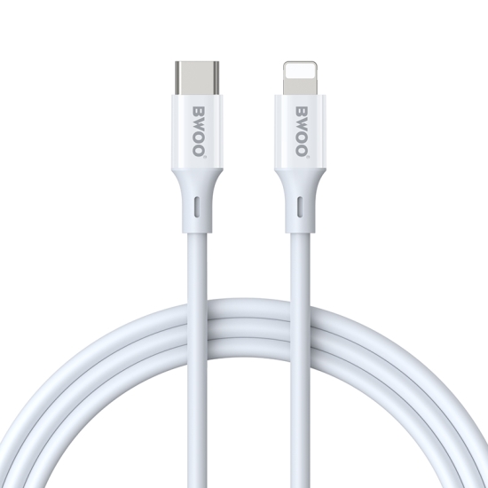 BWOO kabel USB-C - Lightning 2m 27W ABS + TPE biały