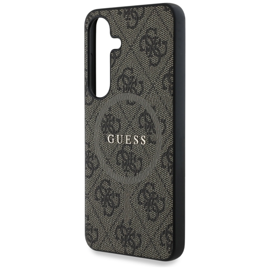 Guess nakładka HC Magnetic PU 4G Ring Classic Logo do Samsung Galaxy S25 brązowa