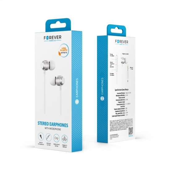 Forever słuchawki przewodowe EP-01 dokanałowe jack 3,5mm białe