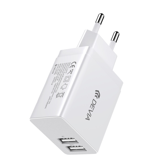 Devia ładowarka sieciowa Smart 2x USB 2,4A biała