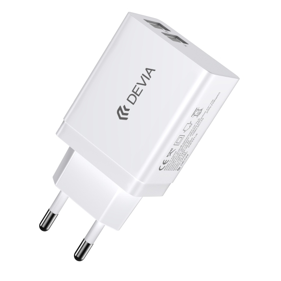 Devia ładowarka sieciowa Smart 2x USB 2,4A biała