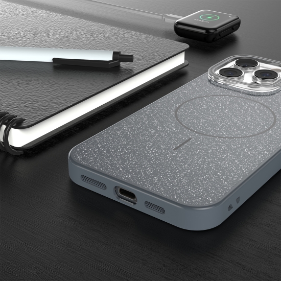 Nakładka Glitter Thin Mag do iPhone 16e czarna