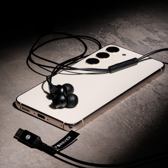 Forever słuchawki przewodowe EP-02 dokanałowe  USB-C czarne