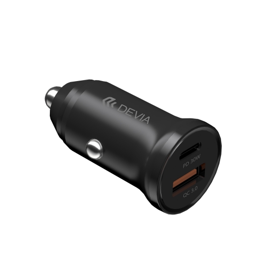 Devia ładowarka samochodowa Smart Mini PD QC 3.0 30W 1x USB 1x USB-C biała