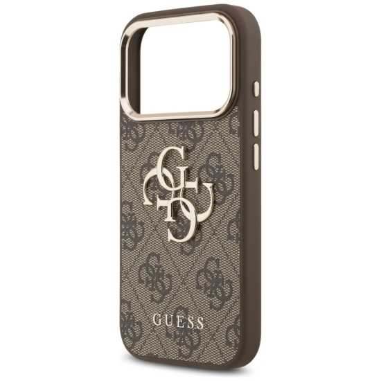 Guess nakładka do iPhone 17 Pro HC 4G PU W/ BIG 4G CLASSIC LOGO GD brązowa
