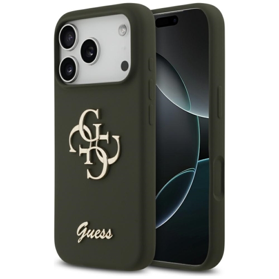 Guess nakładka Silicone Big 4G Script do iPhone 17 Pro Max khaki