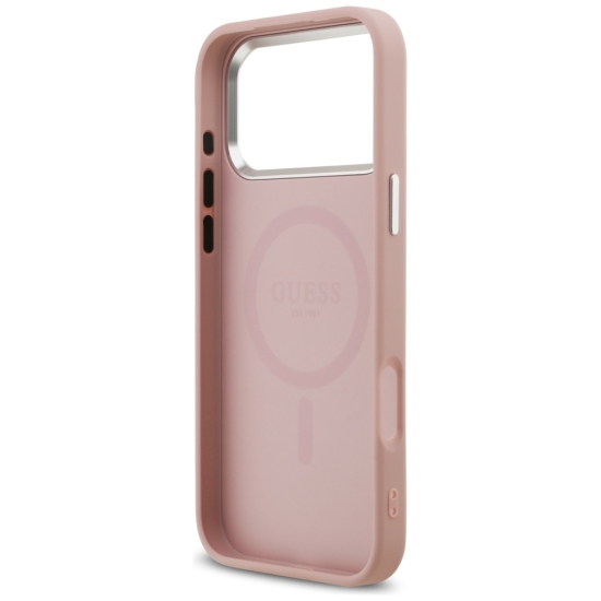 Guess nakładka Glitter Triangle Logo MagSafe do iPhone 17 Pro Max różowa