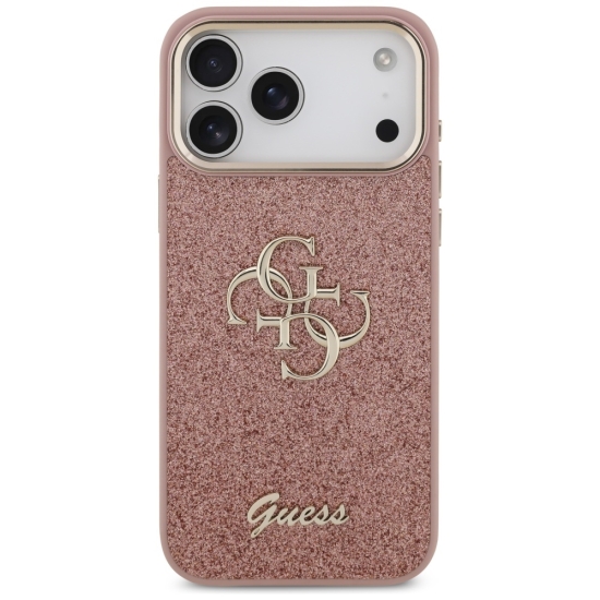 Guess nakładka Fixed Glitter Big 4G Metal Frame do iPhone 17 Pro Max różowa