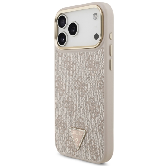 Guess nakładka 4G Triangle Logo & Big Strap Metal Buttons MagSafe do iPhone 17 Pro Max różowa