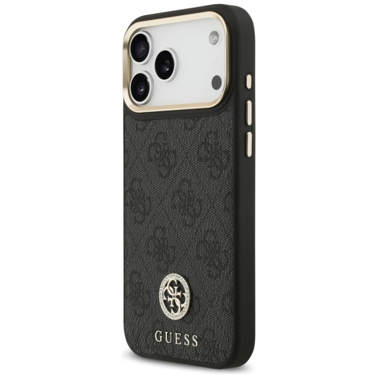Guess nakładka 4G Srtass Logo & Big Strap Metal Buttons MagSafe do iPhone 17 Pro Max czarna