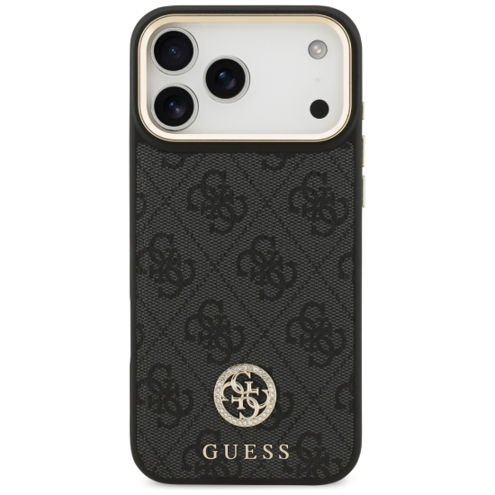 Guess nakładka 4G Srtass Logo & Big Strap Metal Buttons MagSafe do iPhone 17 Pro Max czarna