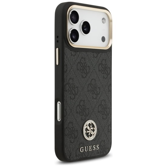 Guess nakładka 4G Srtass Logo & Big Strap Metal Buttons MagSafe do iPhone 17 Pro Max czarna