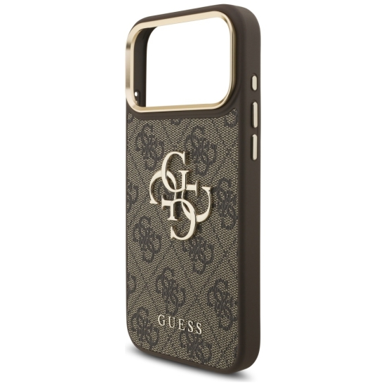 Guess nakładka 4G Big 4G Classic Logo Big Strap Metal Buttons do iPhone 17 Pro Max brązowa