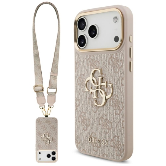Guess nakładka 4G Big 4G Classic Logo Big Strap Metal Buttons do iPhone 17 Pro Max różowa