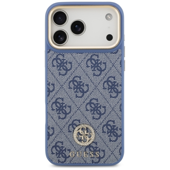 Guess nakładka 4G Strass Logo & Big Strap Metal Buttons MagSafe do iPhone 17 Pro Max niebieska