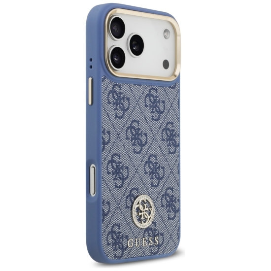 Guess nakładka 4G Strass Logo & Big Strap Metal Buttons MagSafe do iPhone 17 Pro Max niebieska
